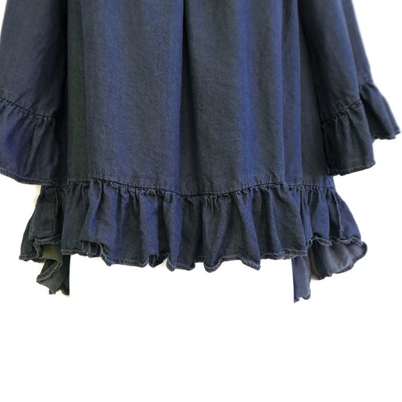Jane and Delancey Top Chambray Tencel Ruffles On Off Shoulder Tencil S Small - Picture 5 of 8
